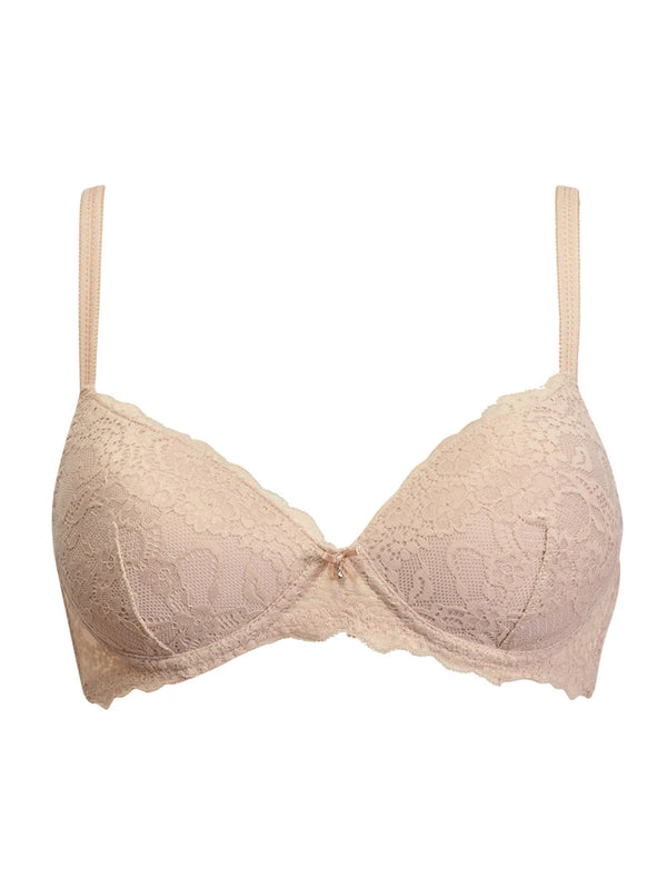Reggiseno preformato senza ferretto e coppe imbottite in pizzo