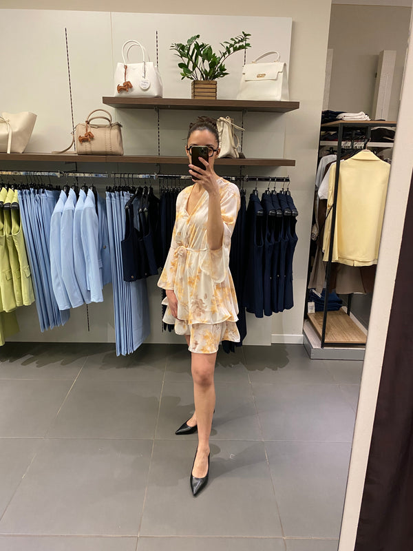 Abito corto FIORI giallo