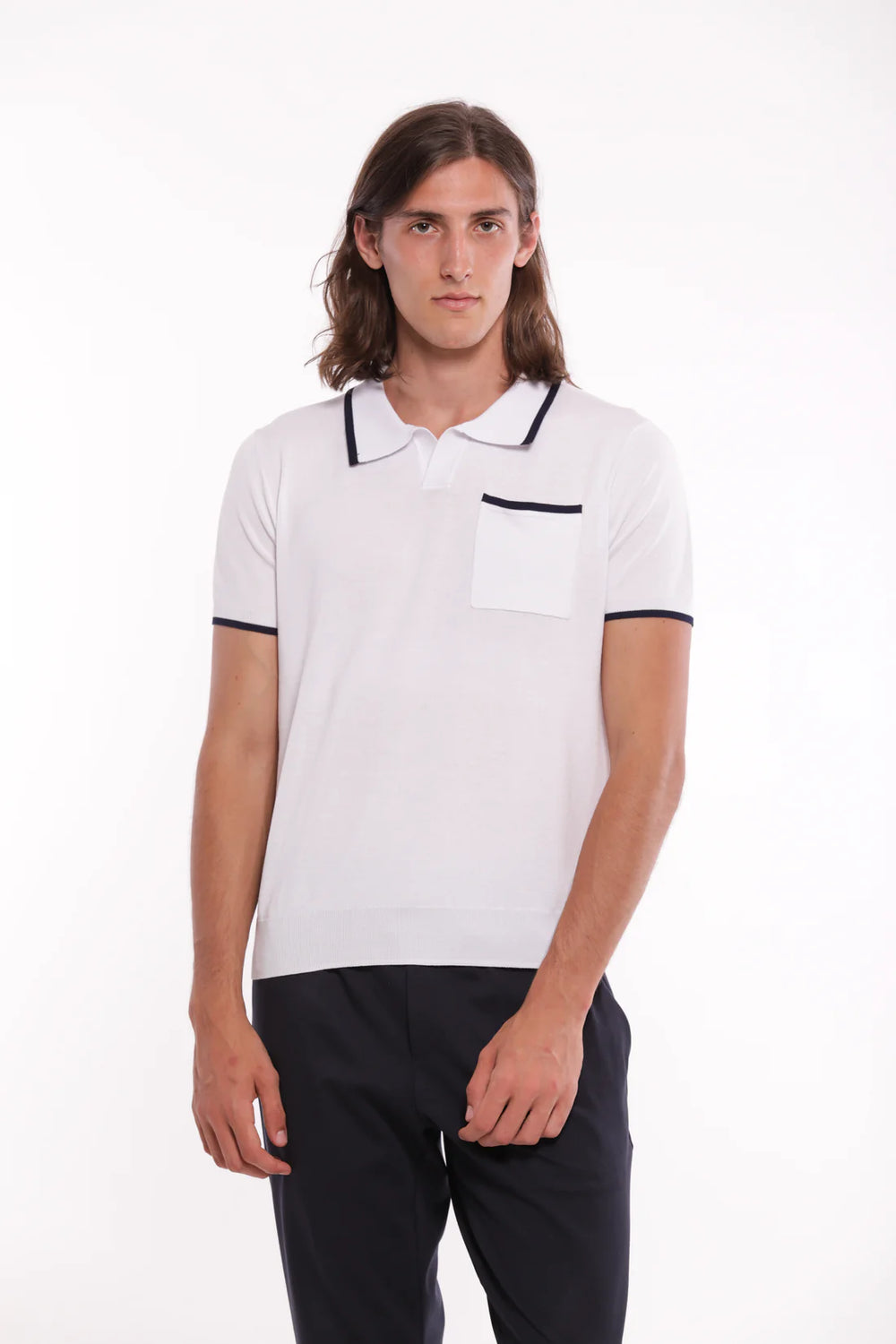 Polo in MAGLIA con BORDO in CONTRASTO