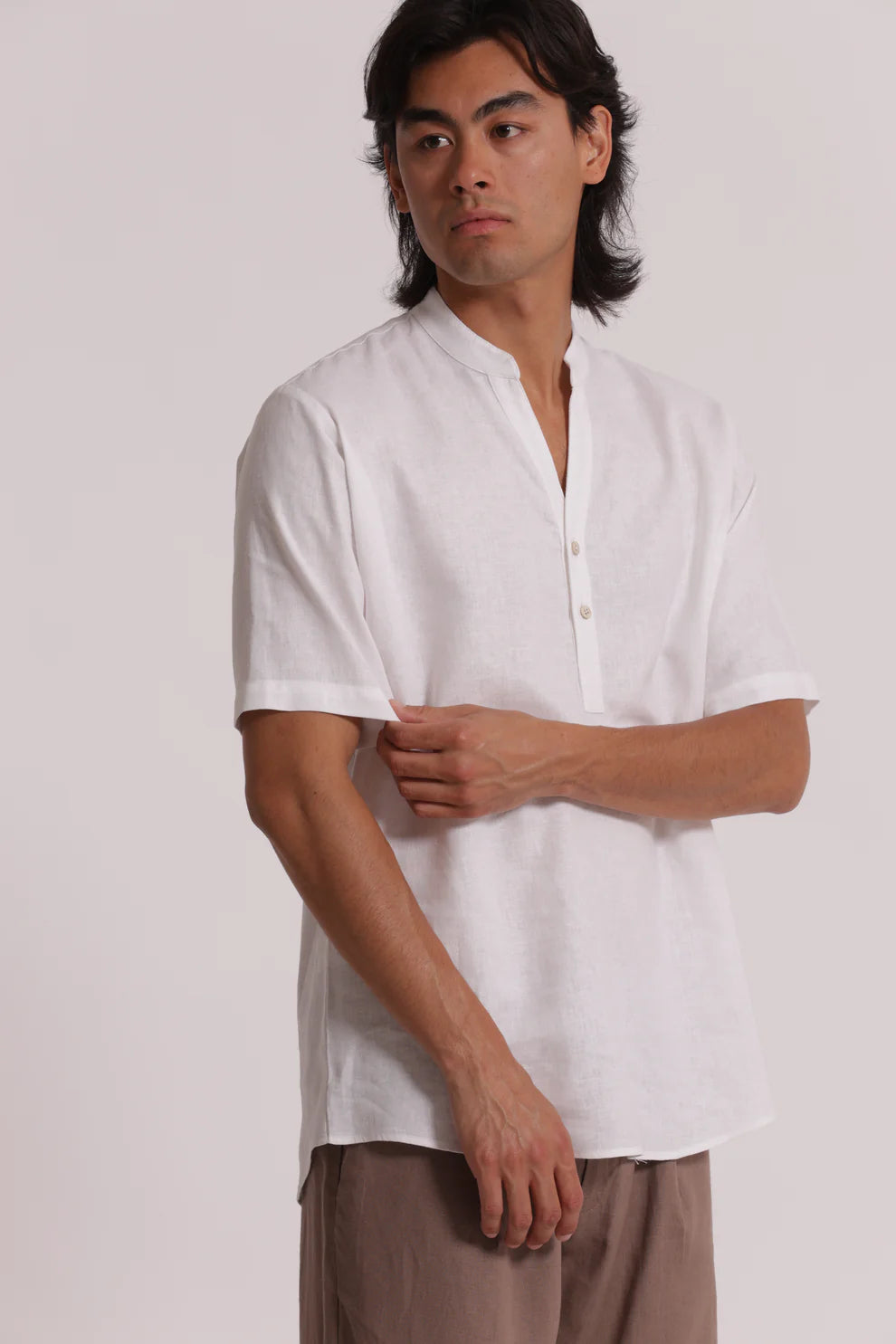 Camicia 18PO-1090 lino BIANCO