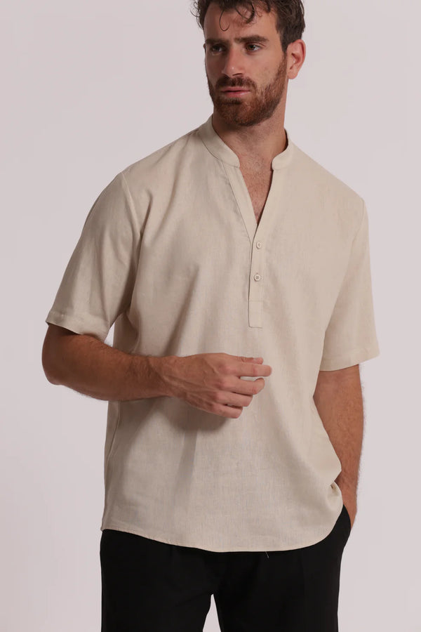 Camicia 18PO-1090 lino BEIGE