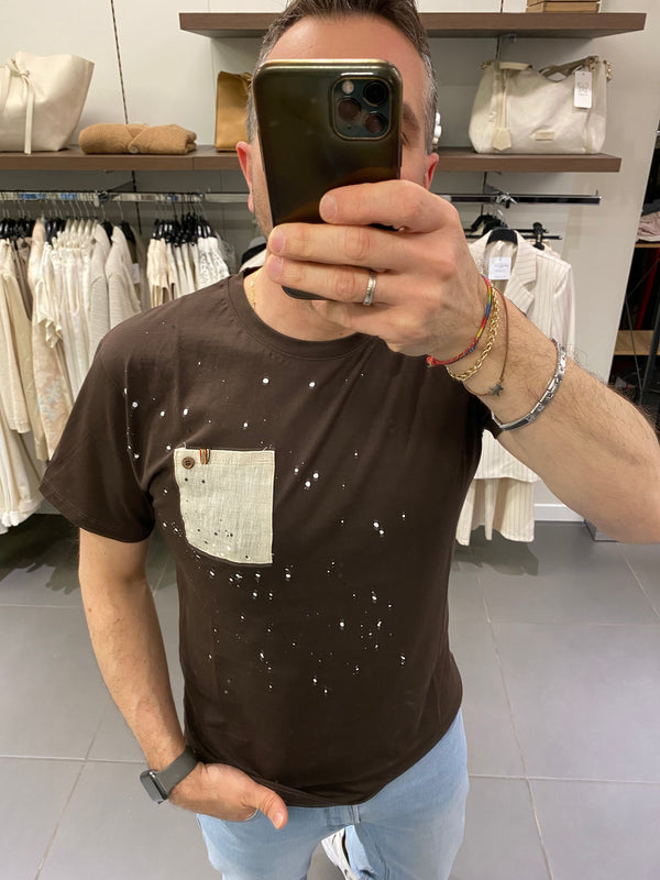 T-SHIRT in cotone con TASCHINO moro