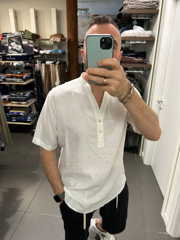 Camicia 18PO-1090 lino BIANCO