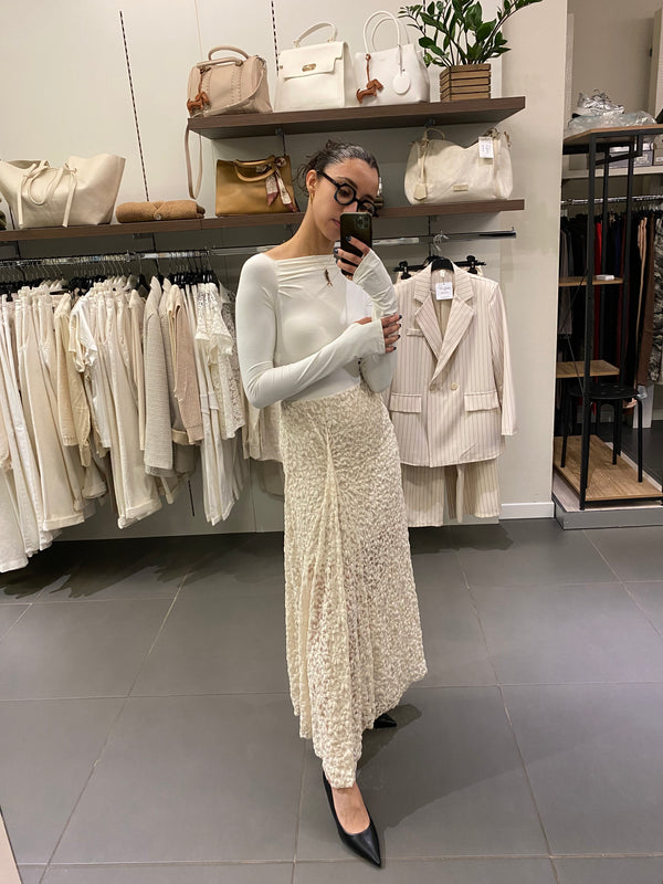 Gonna svasata PIZZO beige