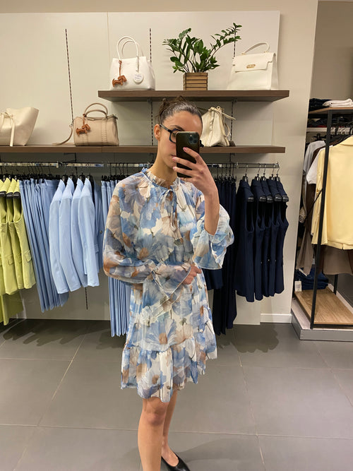 Abito corto ARRICCIATO azzurro