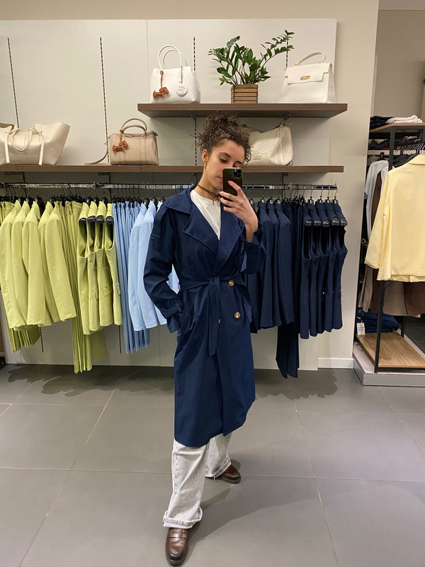 Trench LUNGO blu