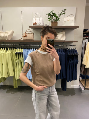 Gilet IN COTONE CHIUSO fango