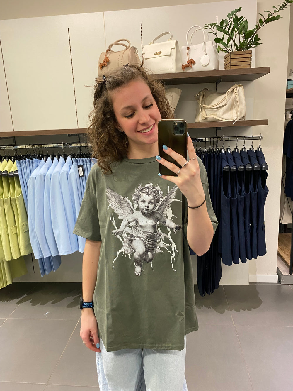 T SHIRT STAMPA ANGELO verde