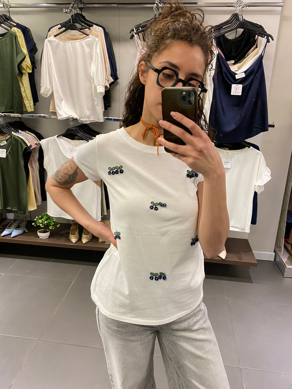 T-shirt FLOWERS blu