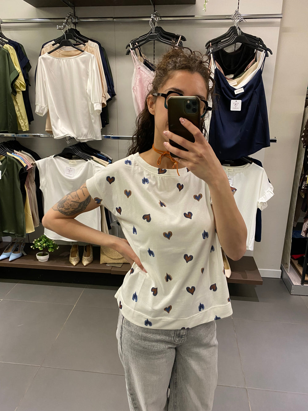 T-shirt CUORI blu