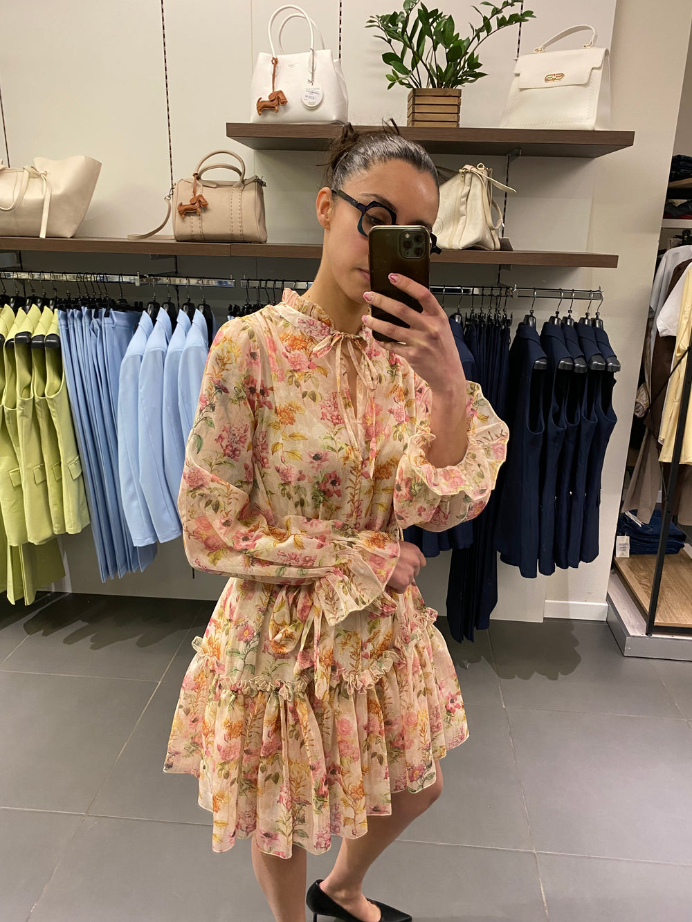 Abito corto FLOREALE giallo