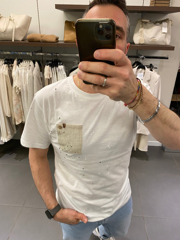 T-SHIRT in cotone con TASCHINO bianco
