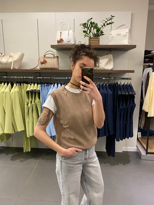 Gilet IN COTONE CHIUSO fango