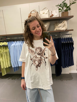 T SHIRT STAMPA ANGELO bianco