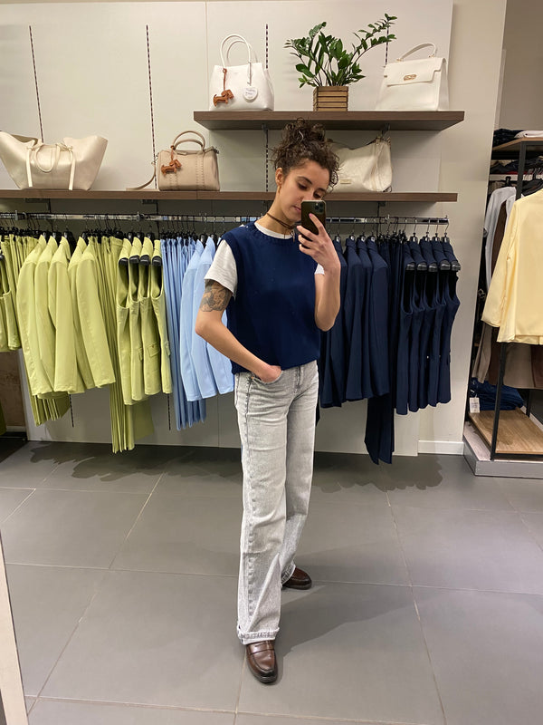 Gilet IN COTONE CHIUSO blu