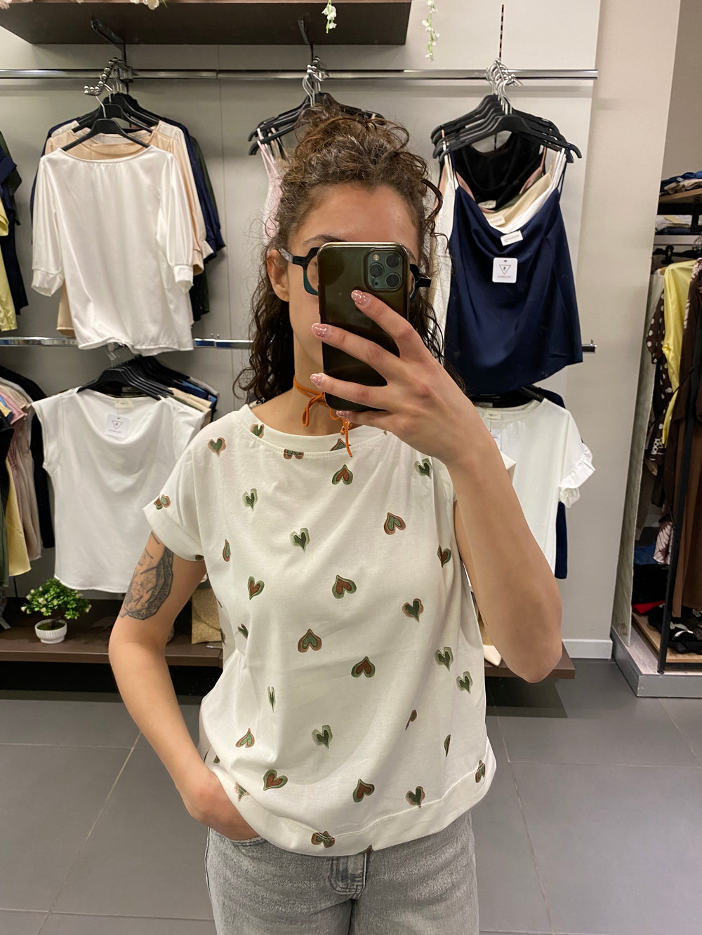 T-shirt CUORI verde