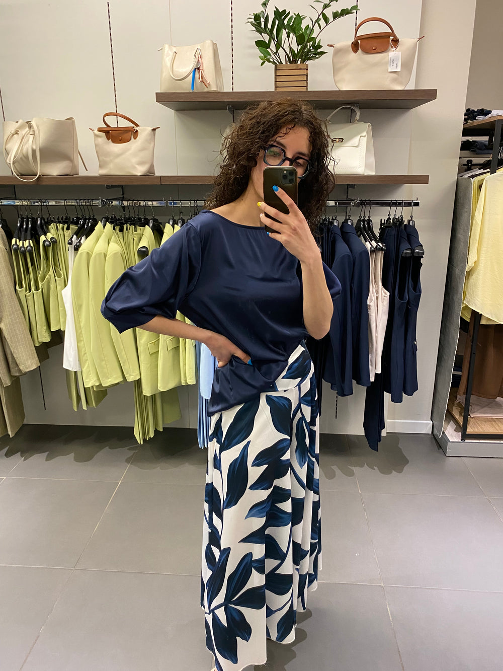 Casacca LUISA satin blu