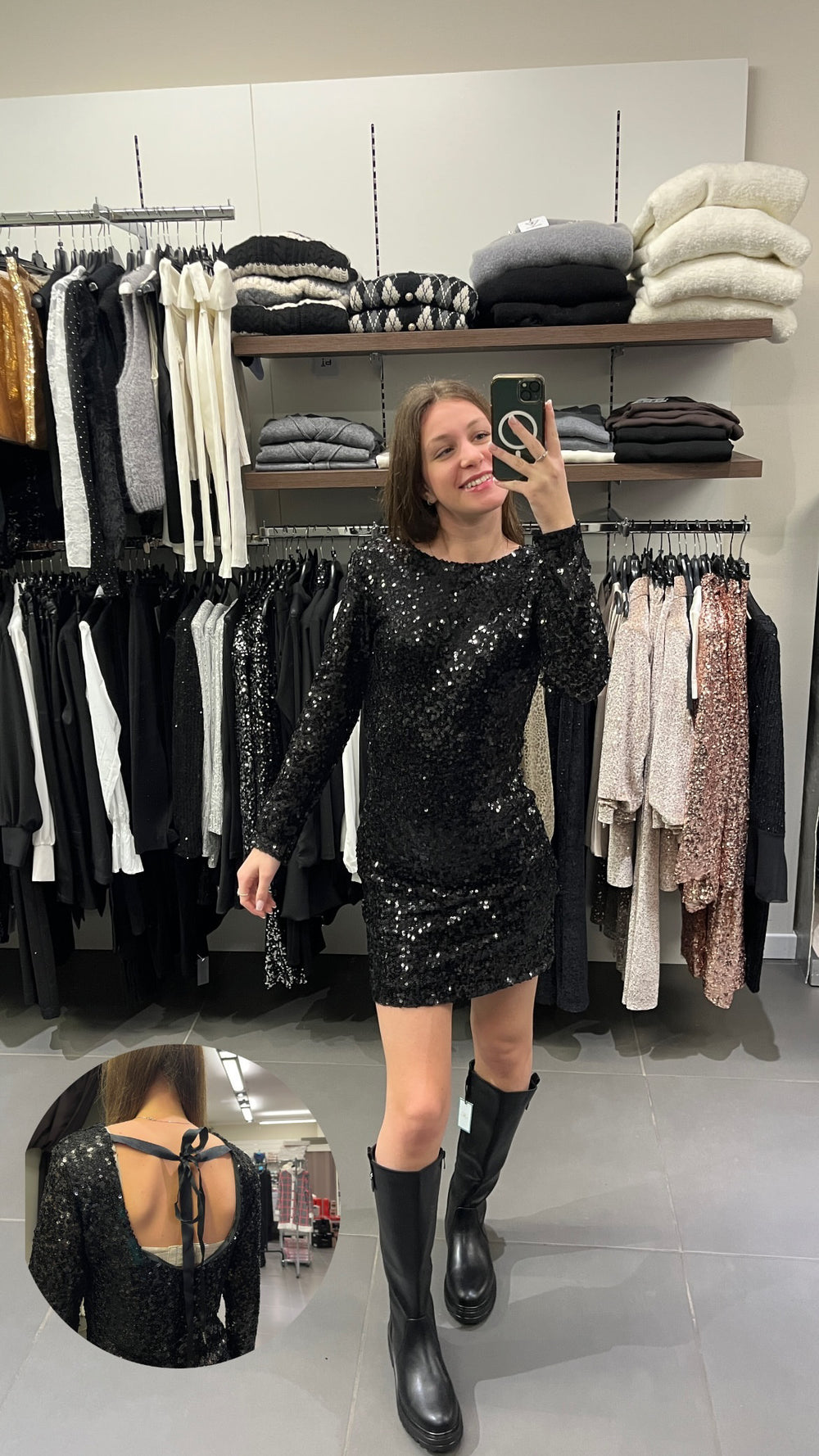 ABITO PAILLETTES CON FIOCCO