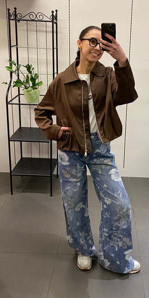 Jeans palazzo con fiori