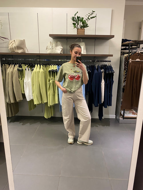Pantalone BARREL bighet beige