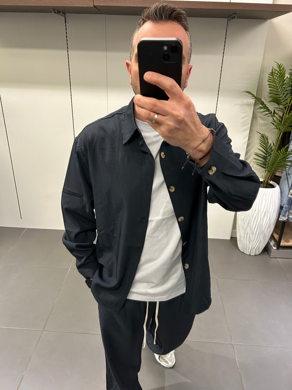 Coordinato camicia+pantalone blu