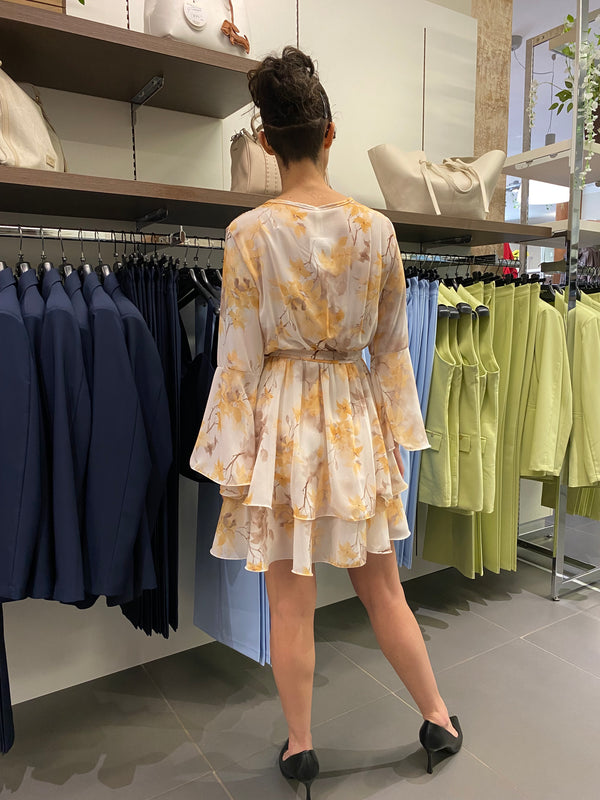 Abito corto FIORI giallo