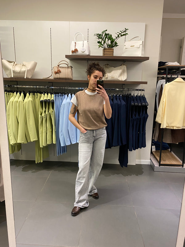 Gilet IN COTONE CHIUSO fango