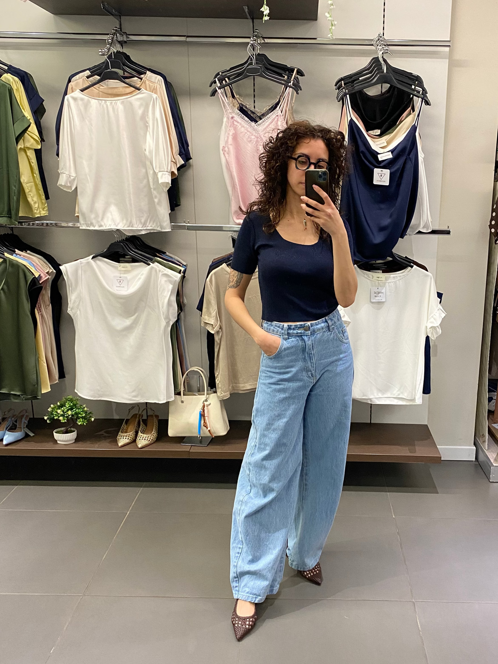 Top INDIA lurex blu