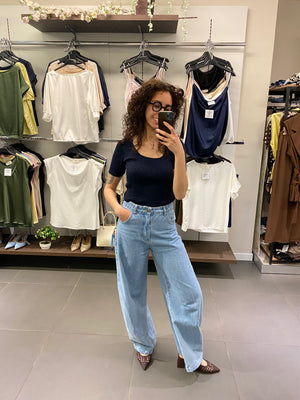 Top INDIA lurex blu