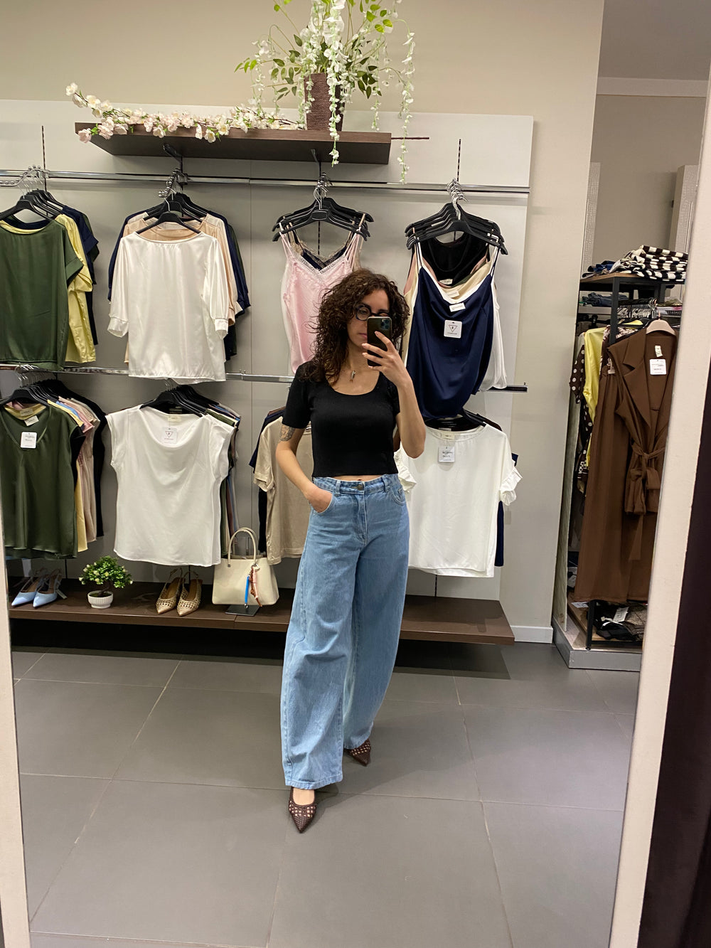 Top INDIA lurex nero