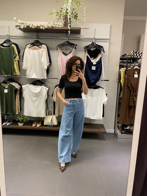 Top INDIA lurex nero