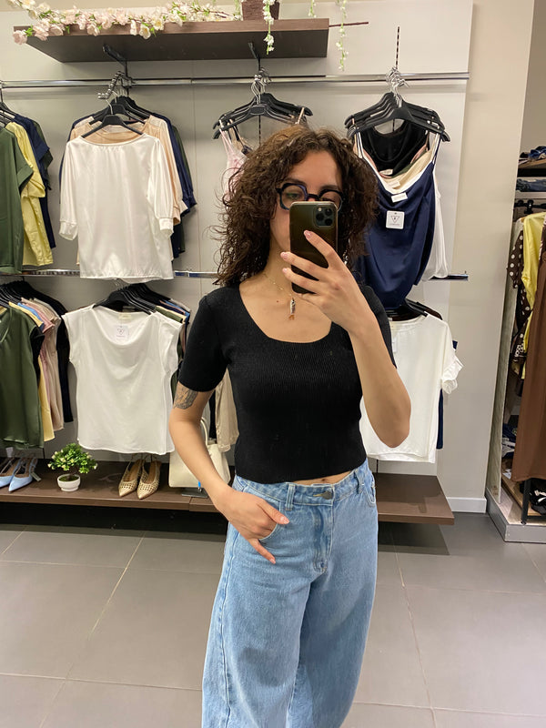 Top INDIA lurex nero